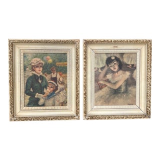 1950s Framed Impressionist Portrait Oil Paintings, Signed Huldah, Set of 2 For Sale