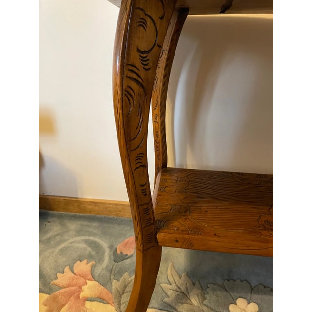 Wood 1960s Hand-Carved Dragon Motif Cypress Wood Console or Sofa Table For Sale - Image 7 of 8