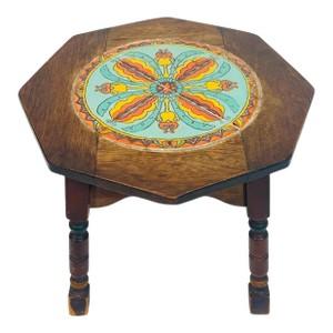 1920s California Spanish Revival Tile Top Octagonal Side Table