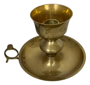 Vintage Brass Candlestick Holder With Fingerloop