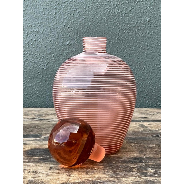 Mid-Century Modern Vintage French Art Deco Style Spiral Glass Decanter For Sale - Image 3 of 12