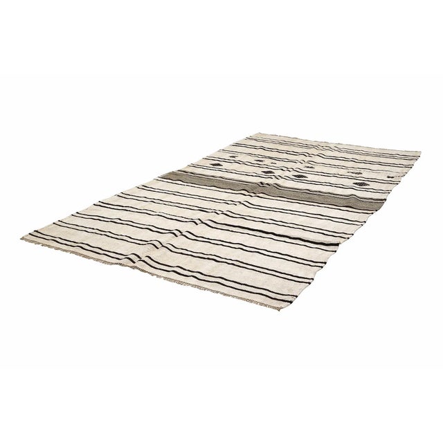 Mid-Century Modern Mid 20th Century Striped Vintage Hemp Kilim Rug For Sale - Image 3 of 7