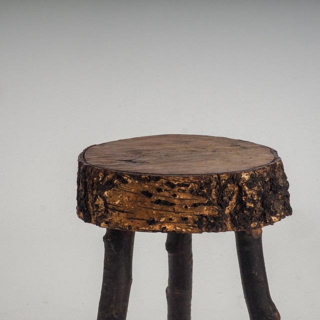 Rustic Hand-Crafted Wooden Stool, 1960s For Sale - Image 12 of 14