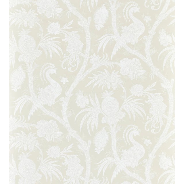 Contemporary Sample - The House of Scalamandré Balinese Peacock Wallcovering, Alabaster For Sale - Image 3 of 3
