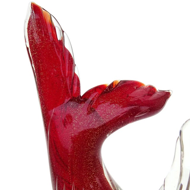 Ruby Red Vintage Murano Red Gold Flecks Bubbles Sommerso Italian Art Glass Fish Figure Sculpture, Mid-Century Era For Sale - Image 8 of 8
