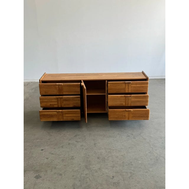 1980s Post Modern Triple Dresser in Oak For Sale - Image 4 of 11