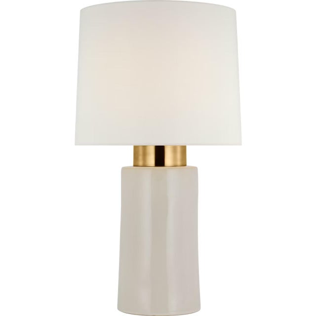 Modern Barbara Barry by Visual Comfort Signature Xian 30" Table Lamp in Ivory and Soft Brass with Linen Shade For Sale - Image 3 of 3
