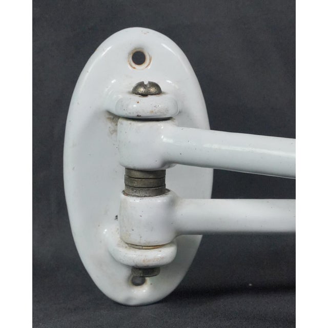 European Mid Century Enamel Double Arm Towel Rack For Sale - Image 6 of 8