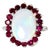 Late 20th Century 14K White Gold Huge Opal Rhodolite Garnet Filigree Ring, Size 7 For Sale