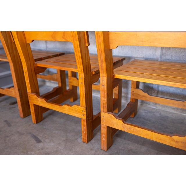 1980s Vintage Handcrafted Solid Pine Dining Chairs - Set of 4 For Sale - Image 10 of 11