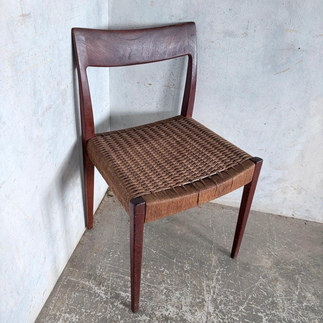 Danish Teak Pia Dining Chair with Rush Seat by Poul Cadovius, 1960s For Sale - Image 6 of 11