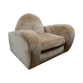 Velvet Art Deco Club Chair For Sale