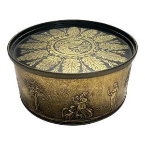 Mid 20th Century Black & Gold Classical Footed Tin