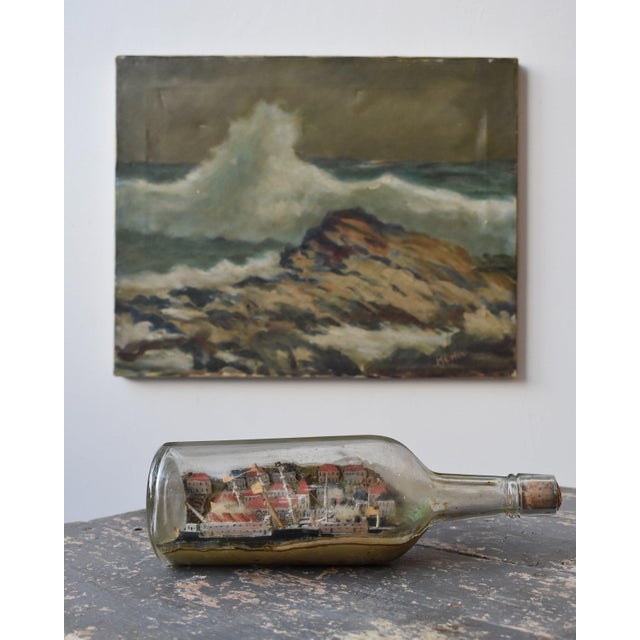 American Vintage Folk Art Ship Diorama Bottle Whimsy, Circa 1940s For Sale - Image 3 of 12