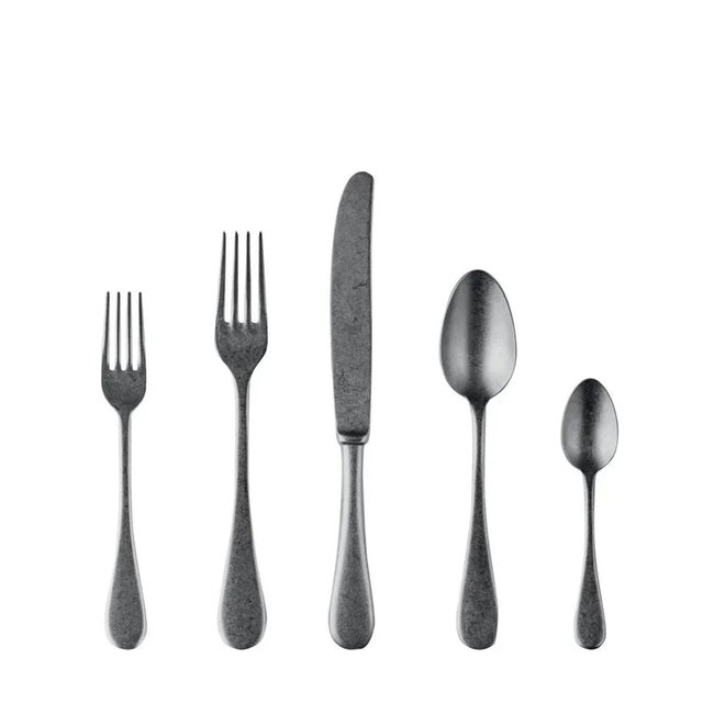 Contemporary Mepra 5-Piece Flatware Set, Oro Black For Sale - Image 3 of 3