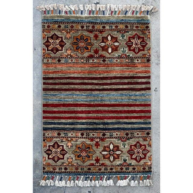 Hand-Knotted Tribal Geometric Wool Rug – 58"x87" For Sale - Image 11 of 18