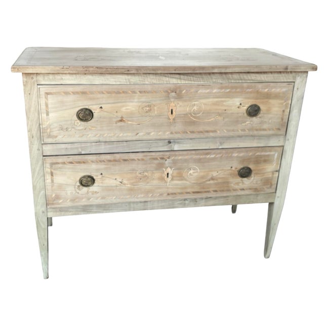 Italian Neoclassical Bleached Walnut Commode with Inlay, 19th Century For Sale - Image 15 of 15