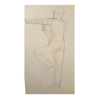 2 Sided Drawing of Carpenter By Eileen Churm For Sale