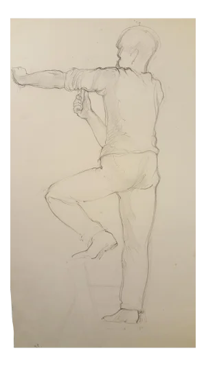 2 Sided Drawing of Carpenter By Eileen Churm