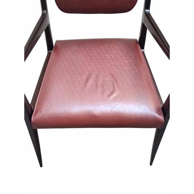 1950s Molded Wood and Bordeaux Skai Armchair from Vittorio Dassi, Italy, 1950s For Sale - Image 5 of 11