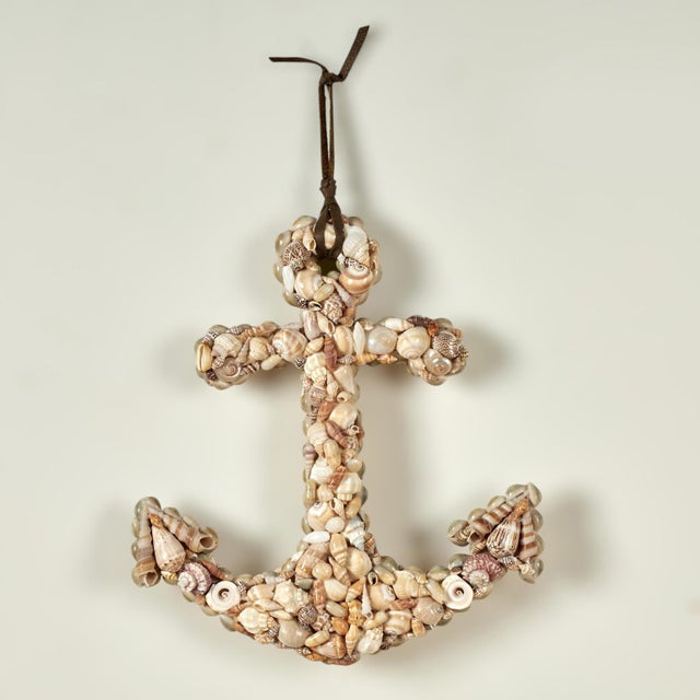 Beige Vintage Seashell Encrusted Sailors Valentine Ship Anchor For Sale - Image 8 of 8