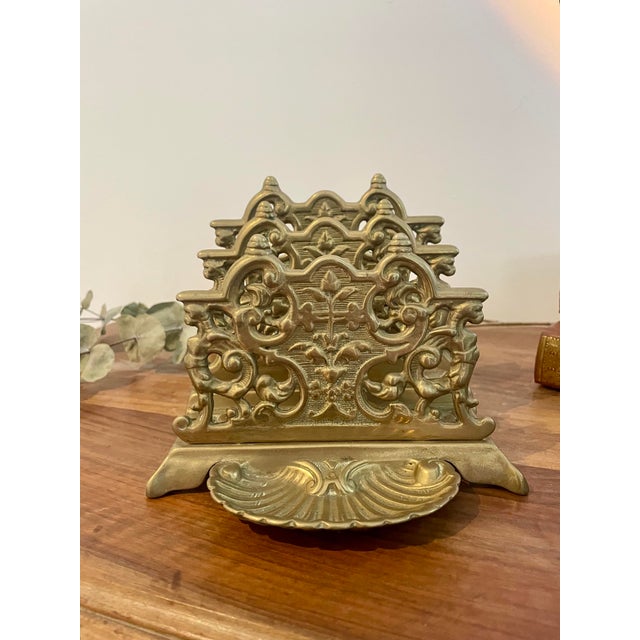Vintage Bronze Letter Holder For Sale - Image 5 of 5