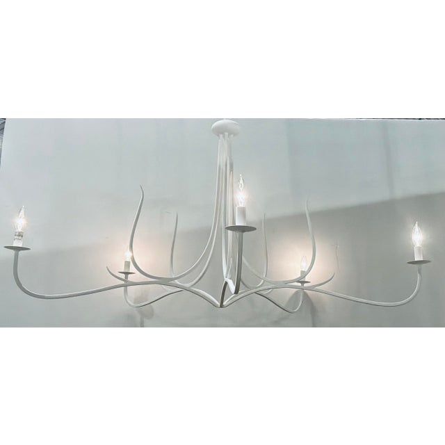 Currey & Company Currey & Company Modern White Metal Passion Chandelier For Sale - Image 4 of 6