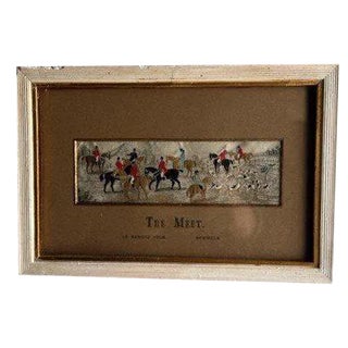 English Embroidery Work of the Meet Hunting with Hounds, 19th Century For Sale