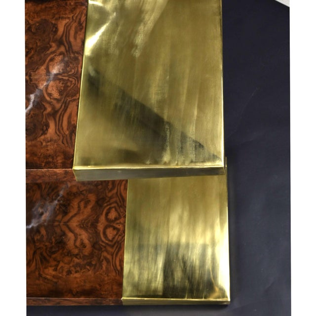 Aries Sculptural Burl Wood Console With Brass Ends by St2 Furniture 2 Available For Sale - Image 12 of 14