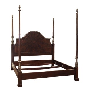 Four-Poster King Bed, Mahogany King-Size Pineapple Poster Bed With Adjustable Box Spring Height by AntiquePurveyor For Sale