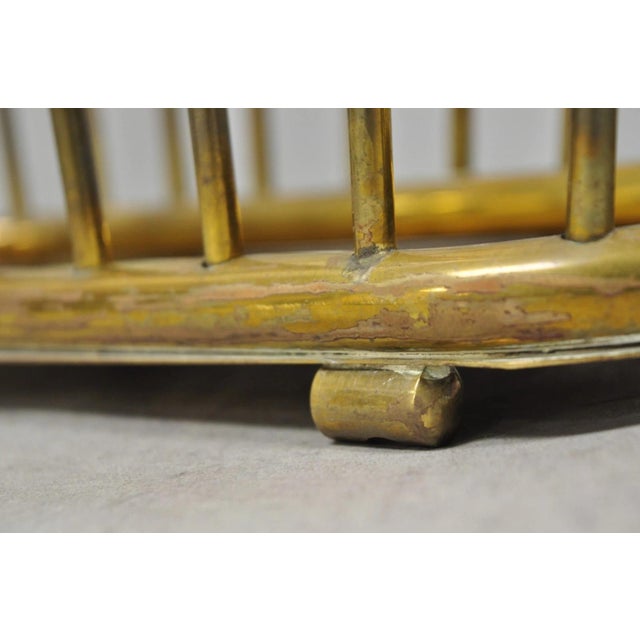 Metal Vintage Gatco Mid Century Modern Solid Brass Spindle Modernist Magazine Rack For Sale - Image 7 of 16