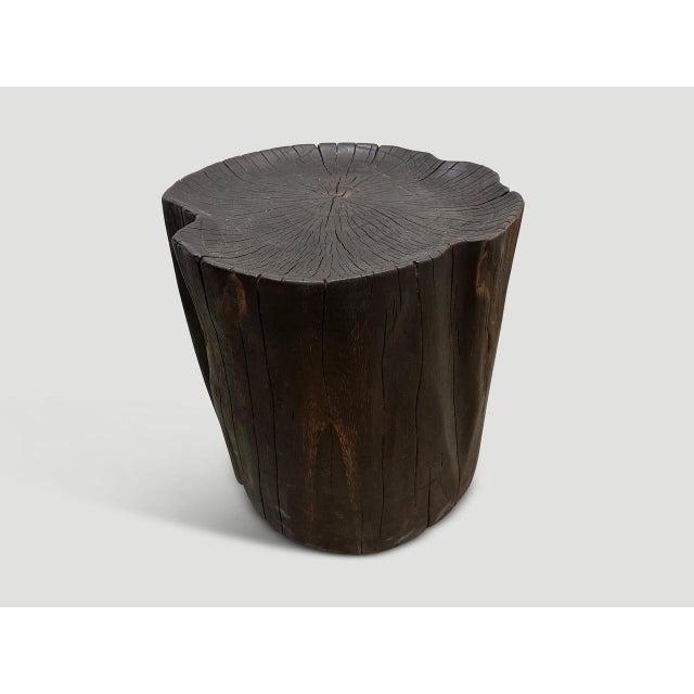 2010s Andrianna Shamaris Charred Teak Wood Tray Side Table For Sale - Image 5 of 6