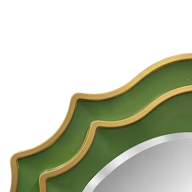 Kenneth Ludwig Chicago Ethan Round Scalloped Mirror Green For Sale - Image 4 of 10