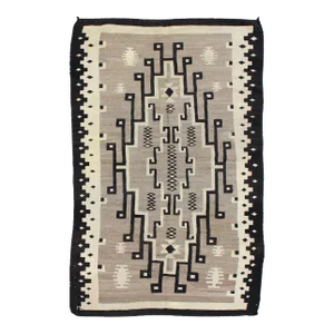 In the Style Native American Arts and Crafts Medallion Design With Greys, Creams, Ivory and Charcoal