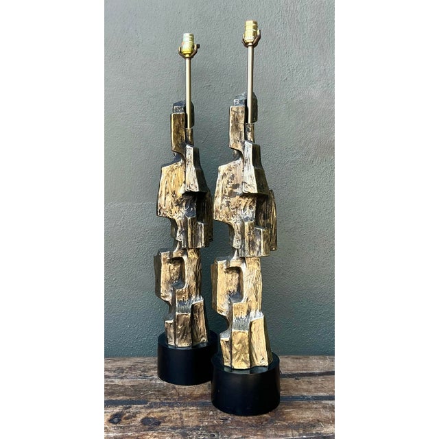 Vintage Brutalist Richard Barr for Laurel Lamps - Pair For Sale - Image 10 of 12