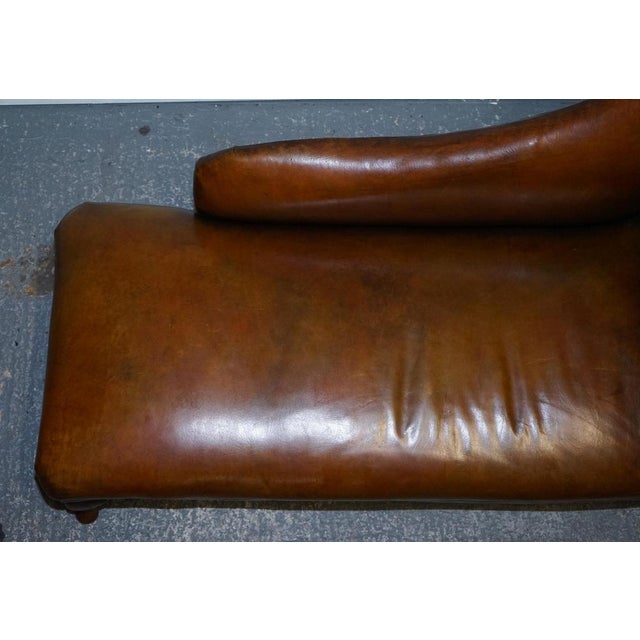 Victorian Brown Leather Hand Dyed Chaise Lounge For Sale - Image 12 of 18