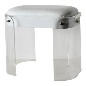 Hill Manufacturing Corp Mid-Century Modern Sculptural Lucite Stool Footstool Vanity Stool Vinyl Seat