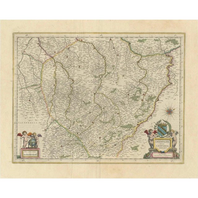Janssonius Map of the Champagne Region in France, 1644 For Sale