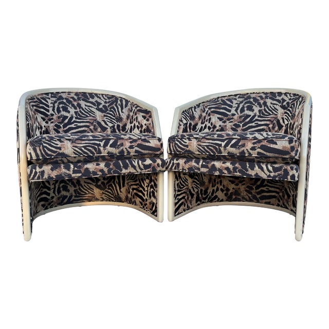1980’s Leopard Print Club Chairs-Pair For Sale