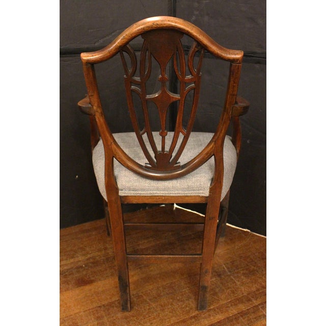Hepplewhite C. 1790 English Hepplewhite Design Shield Back Arm Chair For Sale - Image 3 of 6