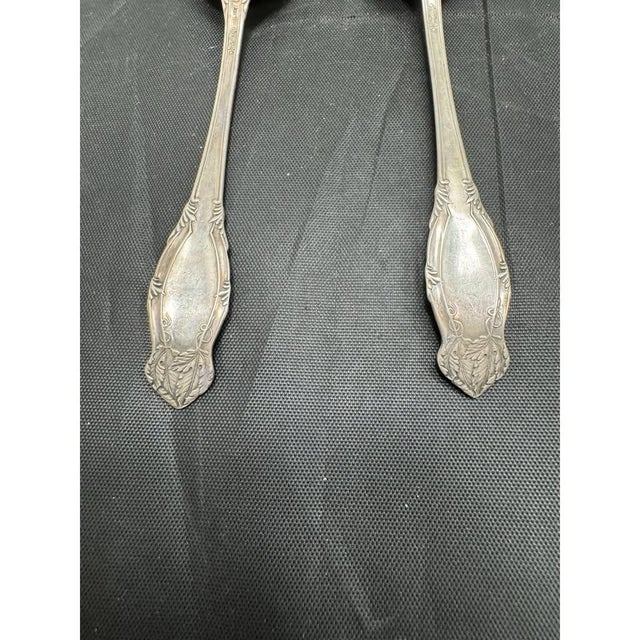 Pair Simpson Hall Miller Sterling Teaspoons 5.5" Jewel Pattern For Sale - Image 9 of 10