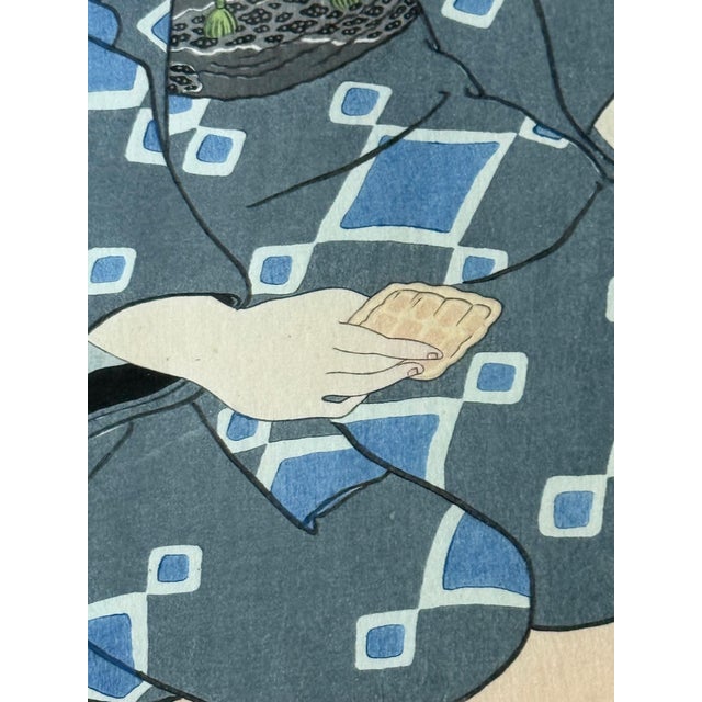 Wood Japanese Woodblock Print Kiyoshi Tokio by Paul Jacoulet For Sale - Image 7 of 15