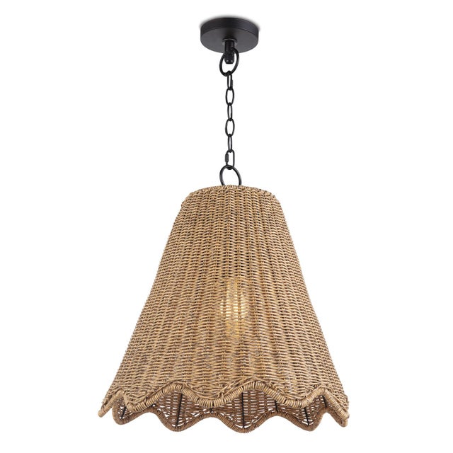 Brown Regina Andrew Summer Scalloped Rattan Outdoor Pendant, Large For Sale - Image 8 of 8