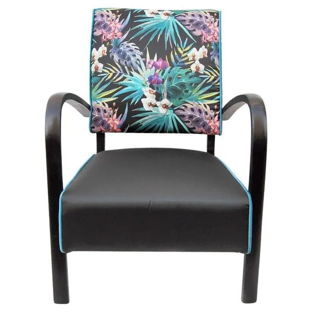 Vintage Wood & Fabric Armchair, 1950s For Sale - Image 6 of 6