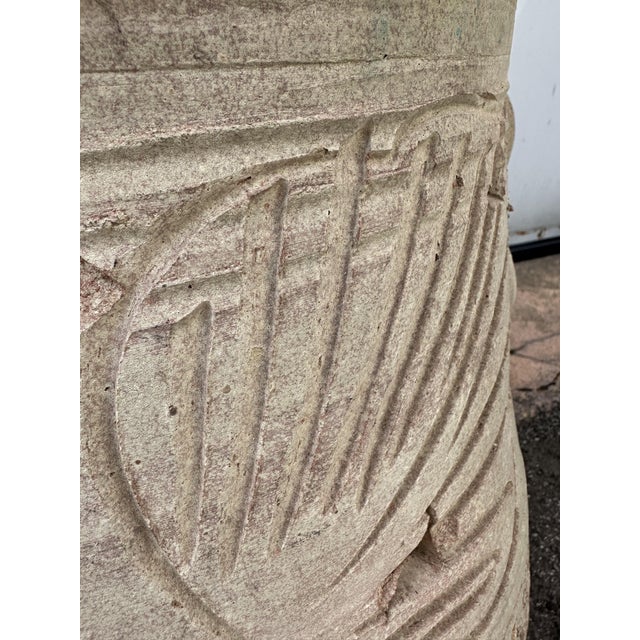 Ceramic Triangular Terracotta Jar with Engravings For Sale - Image 7 of 14