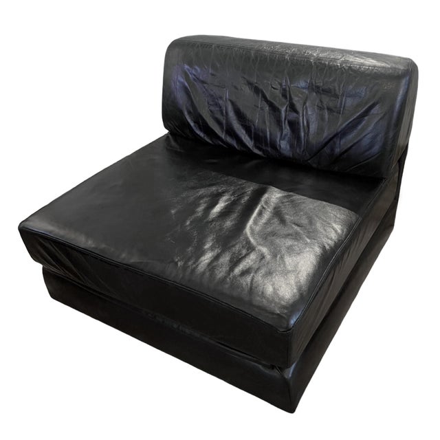 Large Black Leather Modular Lounge Chair in the style of de Sede, 1970s For Sale - Image 6 of 6