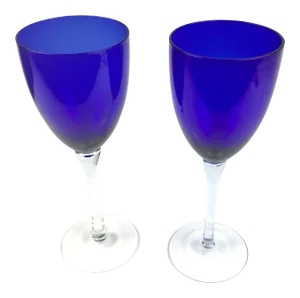 1920s French Cobalt Blue Wine Glasses