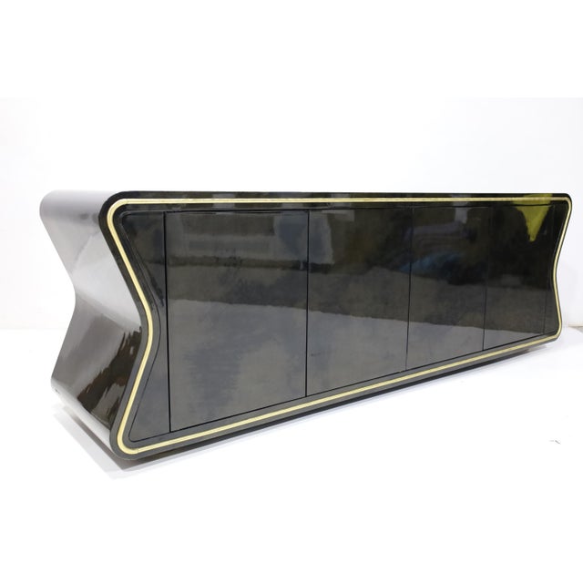 Julian Chichester Julian Chichester "Deneuve" Cabinet in High Gloss Black Vellum For Sale - Image 4 of 13