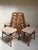 This set of 4 armless high-backed dining chairs features Danish design details in Teak and upholstery, and is attributed...