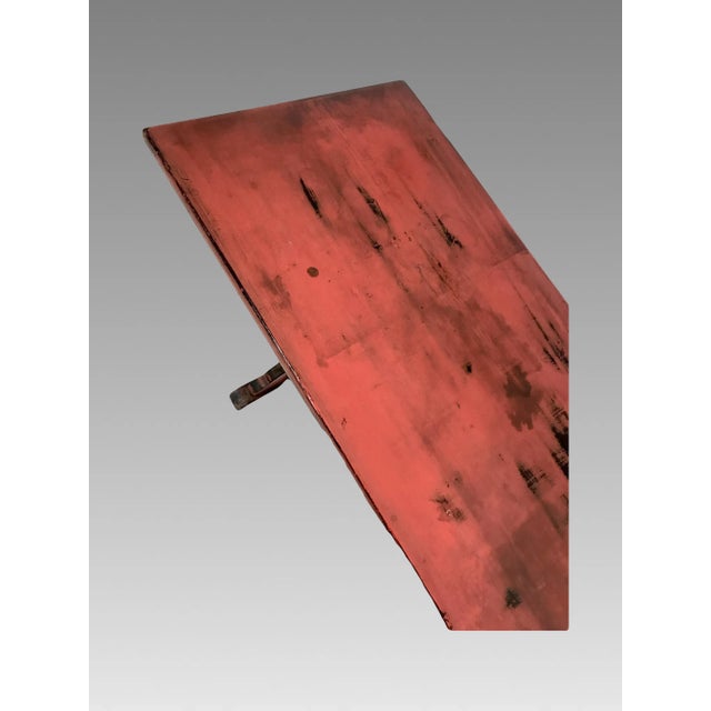 Wood Vintage Chinese Red & Black Lacquer Rectangular Coffee Table or Altar / Display Stand For Sale - Image 7 of 11